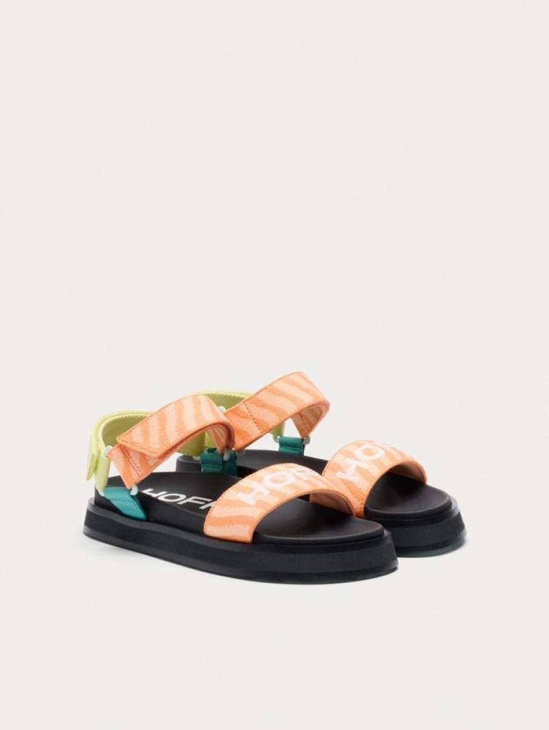Hoff Bio Garden Sandaler Dame Oransje Svarte | 24958-ZCWQ