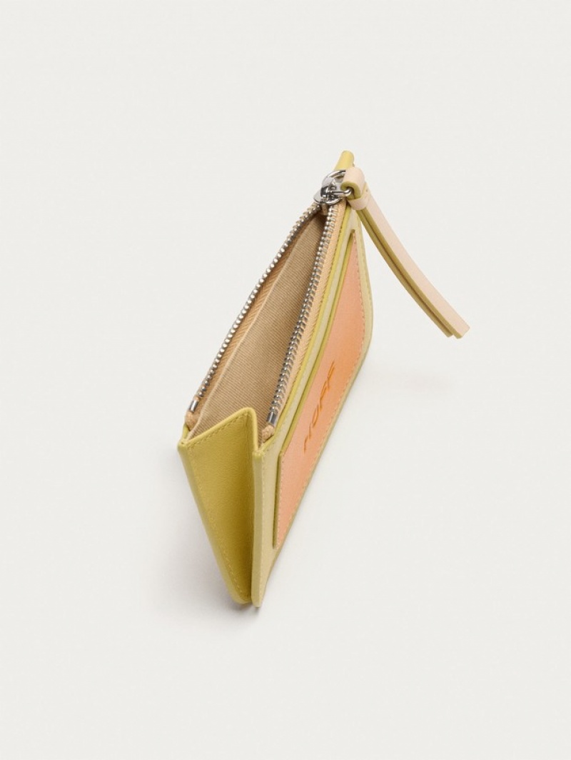 Hoff Lær Coin Cardholder Lime Lommebok Dame Gul Oransje | 52816-KLNI