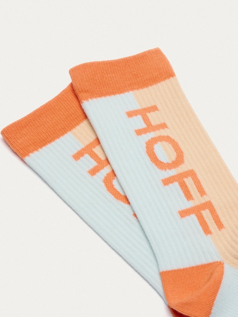 Hoff Maxi Logo Sokker Herre Blå Oransje | 64192-RUOQ