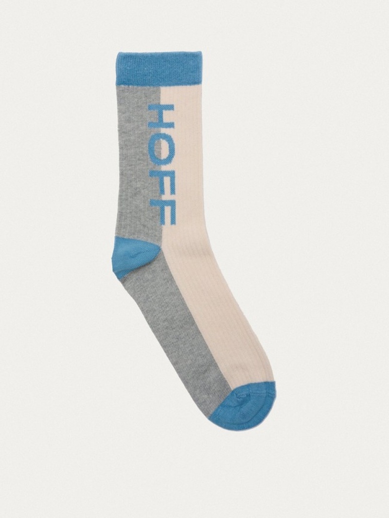 Hoff Maxi Logo Sokker Herre Grå Hvite Blå | 96324-MZEQ