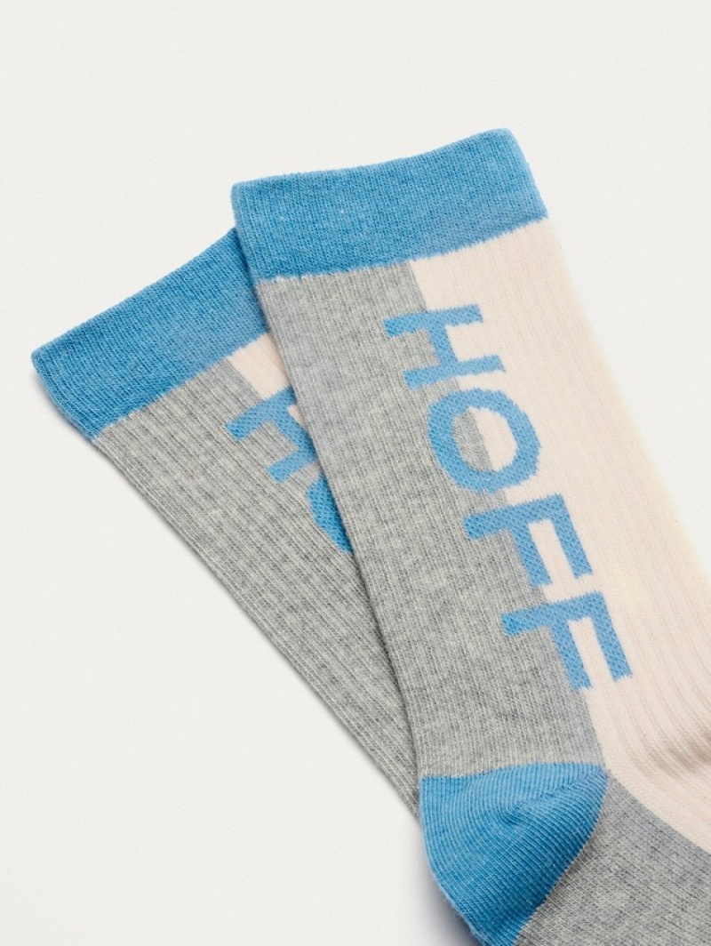 Hoff Maxi Logo Sokker Herre Grå Hvite Blå | 96324-MZEQ