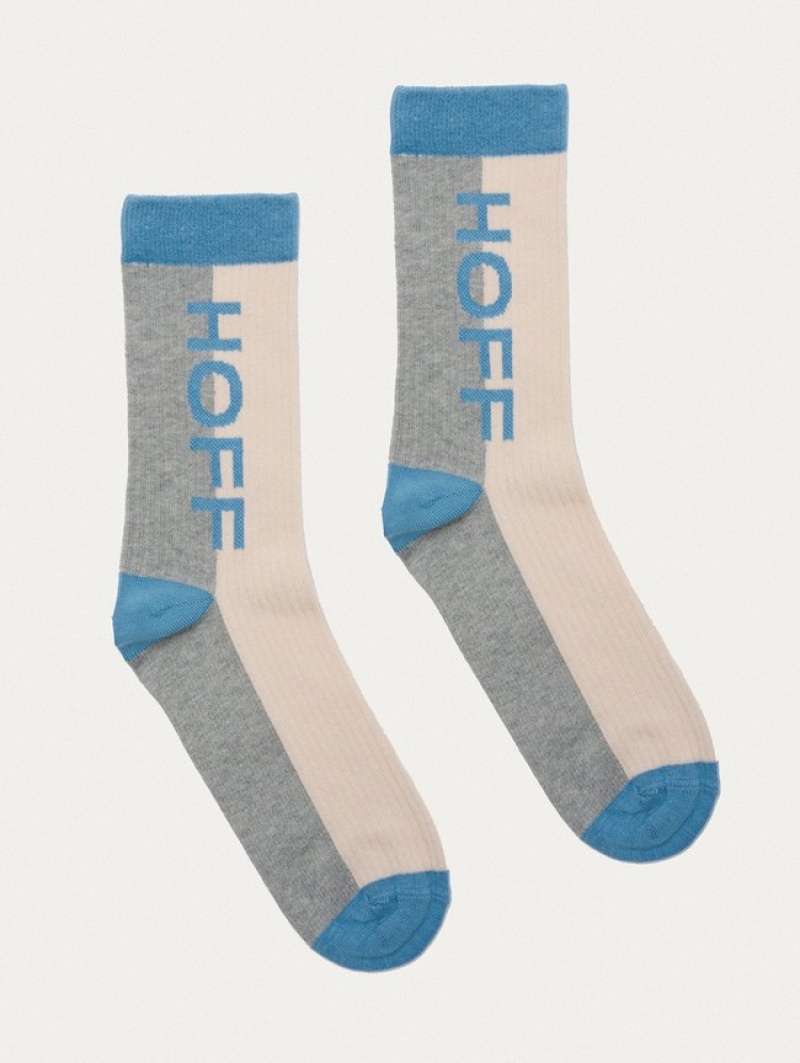 Hoff Maxi Logo Sokker Herre Grå Hvite Blå | 96324-MZEQ
