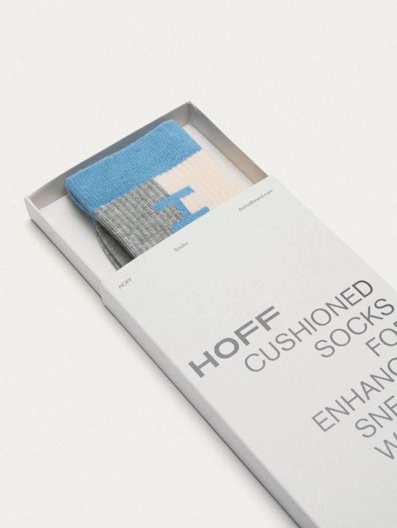 Hoff Maxi Logo Sokker Herre Grå Hvite Blå | 96324-MZEQ