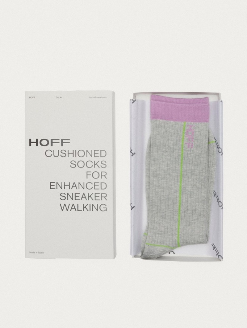 Hoff Stripe Sokker Dame Grå | 72386-MGKV