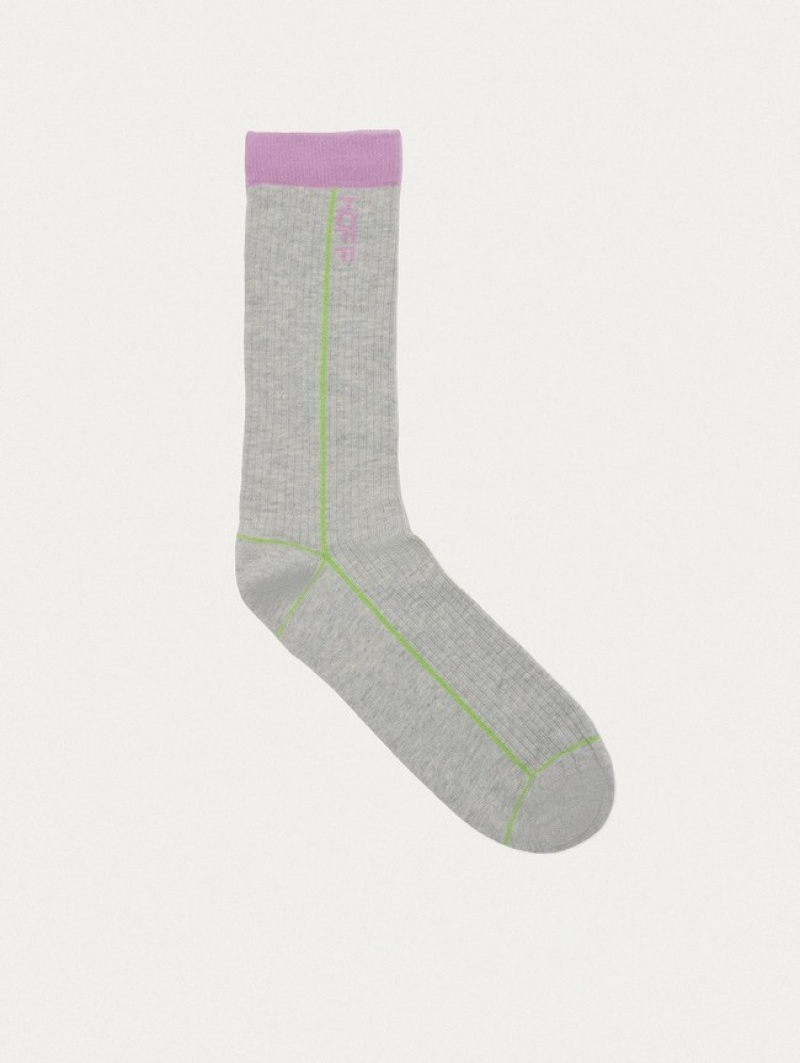 Hoff Stripe Sokker Herre Grå | 39280-YUOH